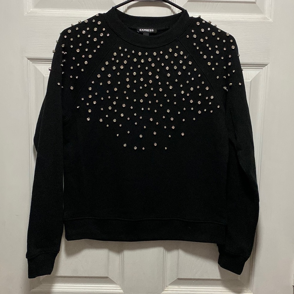 Express Diamond Studded Black Sweatshirt